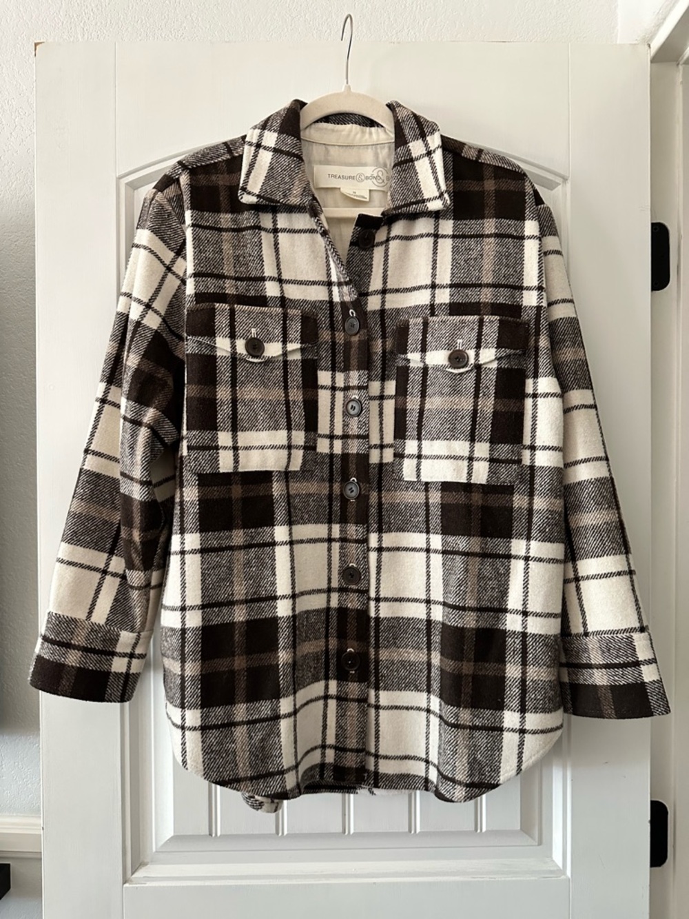 NWOT! Treasure & Bond Brown Plaid Shacket Jacket